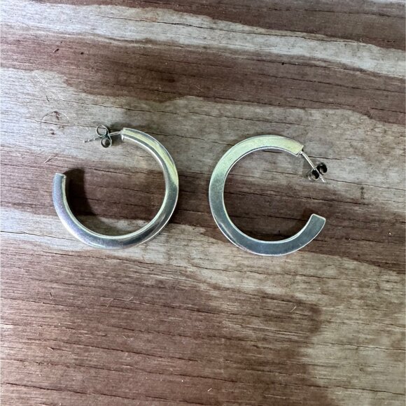 Sterling Silver Open Hoop Earrings 6.83g - Picture 1 of 5
